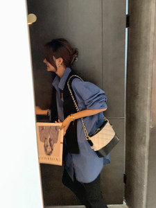 
AMUM maternity shirt is yyds ~ early spring blue white long-sleeved shawl casual loose top