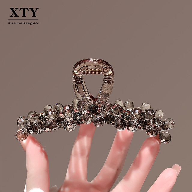 Internet celebrity fashion 2025 high-end crystal clip light luxury head back hair clip high-end spring and summer headgear