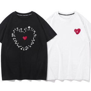 
Xiuluo summer couple's wear, lock core lock couple's wear, short-sleeved T-shirt, same style clothes for men and women, loose cotton clothes