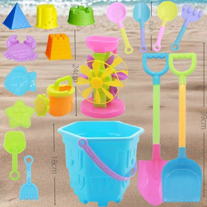 
Large beach toy set baby sand digging tools shovel and bucket playing with sand and water windmill children playing at the beach