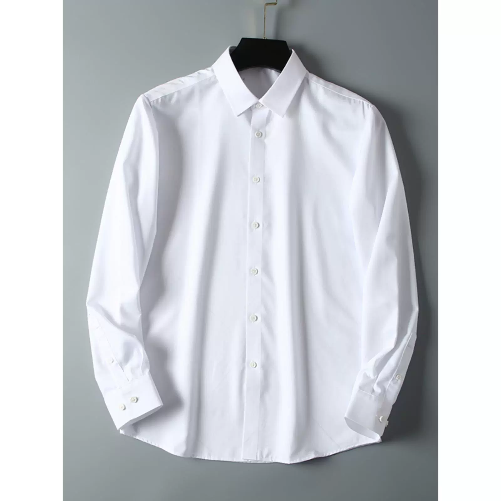 剪标男装无缝压胶商务休闲工装衬衫男长袖纯白色白衬衣职业装寸衫