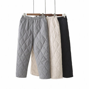 
Fat sister pants for women loose large size winter warm down cotton pants elastic waist diamond lattice straight pants 200*0.5kg