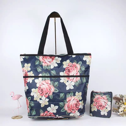 Export Portable Foldable Shopping Bag Cartoon Print Oxford Cloth Eco-Friendly Bag Supermarket Shopping Bag Shoulder Tote Bag