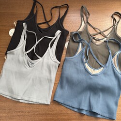 Exported to the Us V-Shaped Double-Layer Non-Removable Chest Pad Women's Yoga Sports Vest