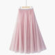 Spring sweet 20 pieces spliced ​​oversized high waist dreamy solid color pleated A-line slim fairy mesh skirt
