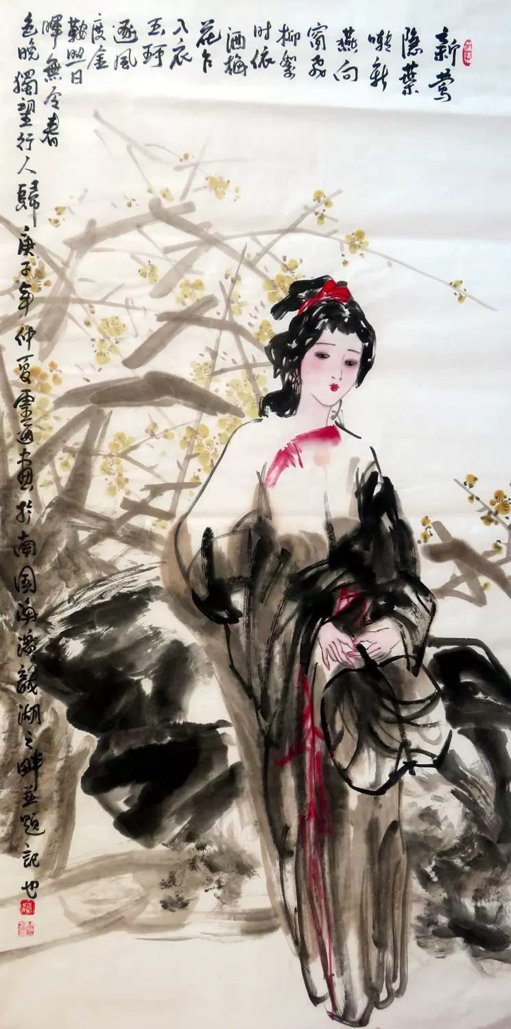 精品手绘人物国画古代美女仕女图特价客厅装饰挂画四尺HK2082307