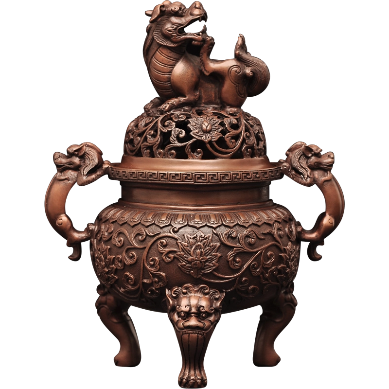 銅製 金寿堂造 斑紫銅 鼎式 香炉 唐木紫檀台座付 / 香道具 銅製 金寿堂造 斑紫銅 鼎式 香炉 唐木紫檀台座付 / 香道具 紫铜香炉