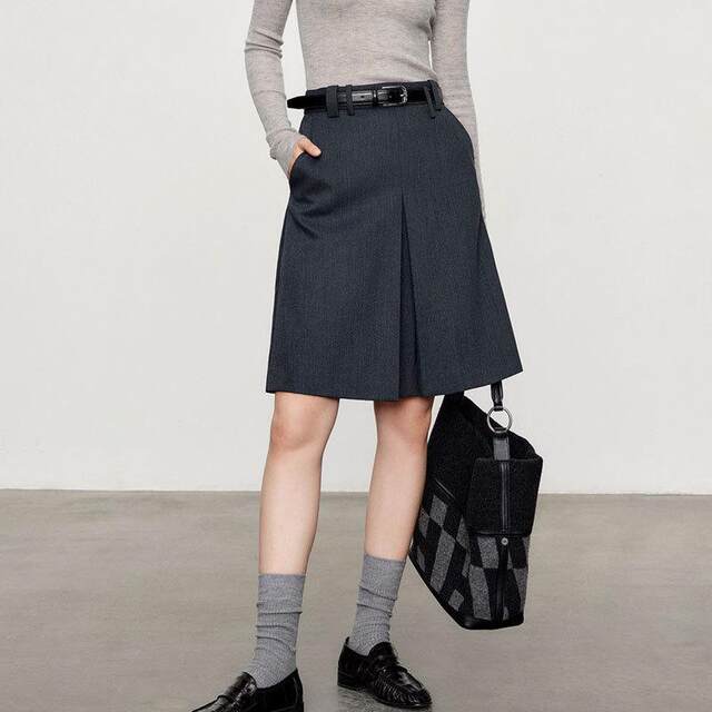 Intellectual Skirt Suit Skirt for Women 2025 Spring and Autumn High Waist Slim and Slim versatile A-line Gray Knee-High Mid Skirt