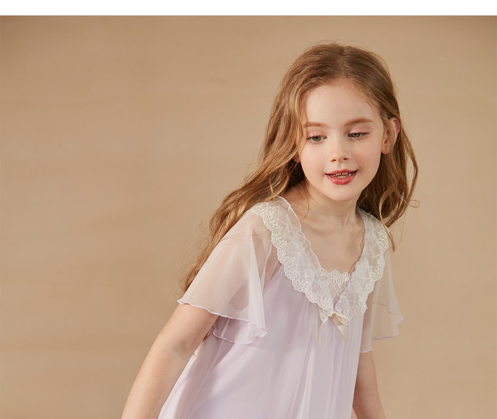 Camicia Da Notte Bambina In Cotone - Maniche Lunghe, Bianca, Taglie 90-150cm, Perfetta Per Pigiama Party - Foto 4