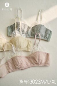 
Foreign trade original single bra, silk and hemp underwear, embroidered, no rims, small breasts, lace, mulberry silk, 3023 girls