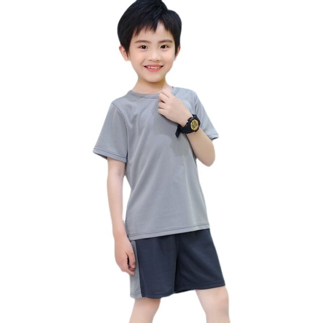 Summer new children's mesh sportswear boys and girls short-sleeved ...