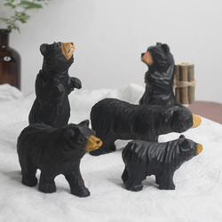 Nordic Forest Bear Collection Creative Simulated Wood Carving Homestay Home Car Decoration Ornaments Foreign Trade Toys and Gifts