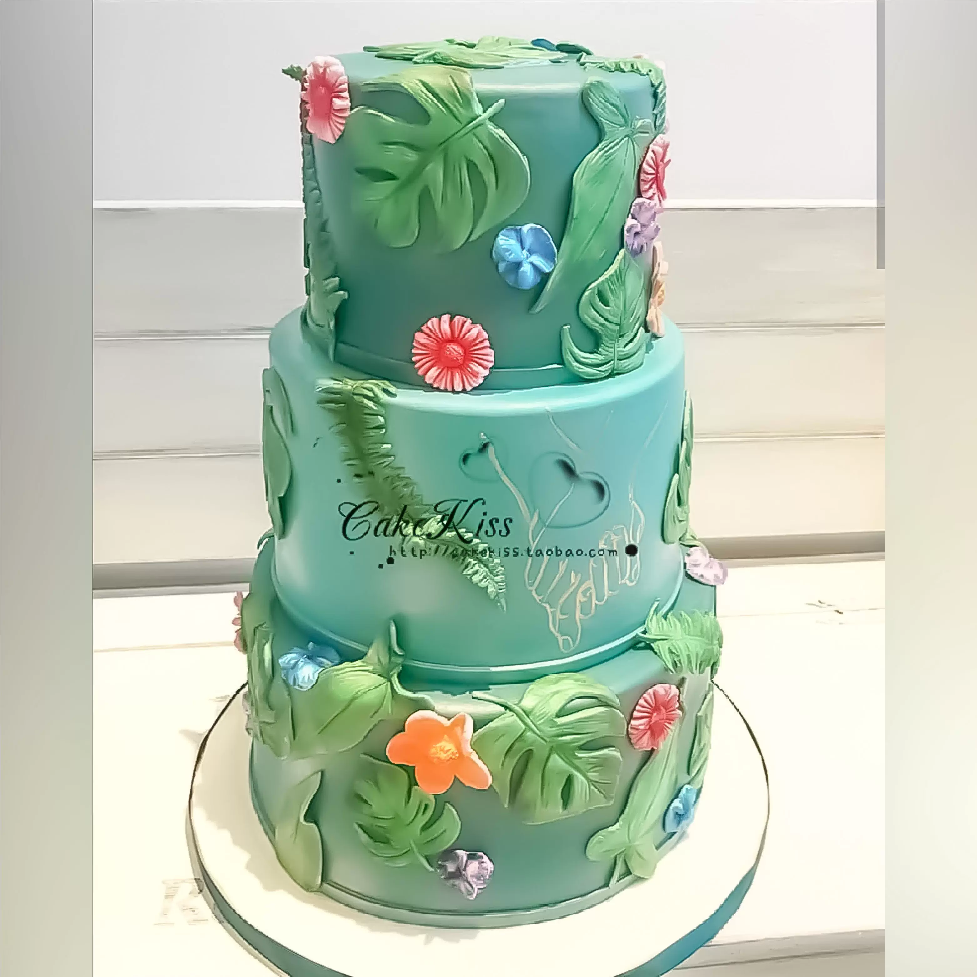 森系滴胶翻糖蛋糕纸杯装饰石膏巧克力滴胶黏土硅胶模具植物龟背竹