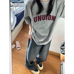 American Retro Short-Sleeved T-Shirt for Girls, New Summer Style for Junior High School, High School and College Students, Loose Half-Sleeved Pure Cotton Top