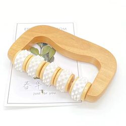 Wooden Curved Handle Massager Roller Manual Massage Wheel Solid Wood Massager for Arms, Back, Abdomen, Legs, and Shoulders