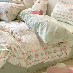 Four-Piece Set of Pure Cotton Bedding, 2026 New Model, Bed Sheet, Duvet Cover, Three-Piece Set for Students and Children's Dormitory