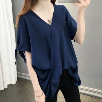 Plus size women's loose design chiffon shirt with western style