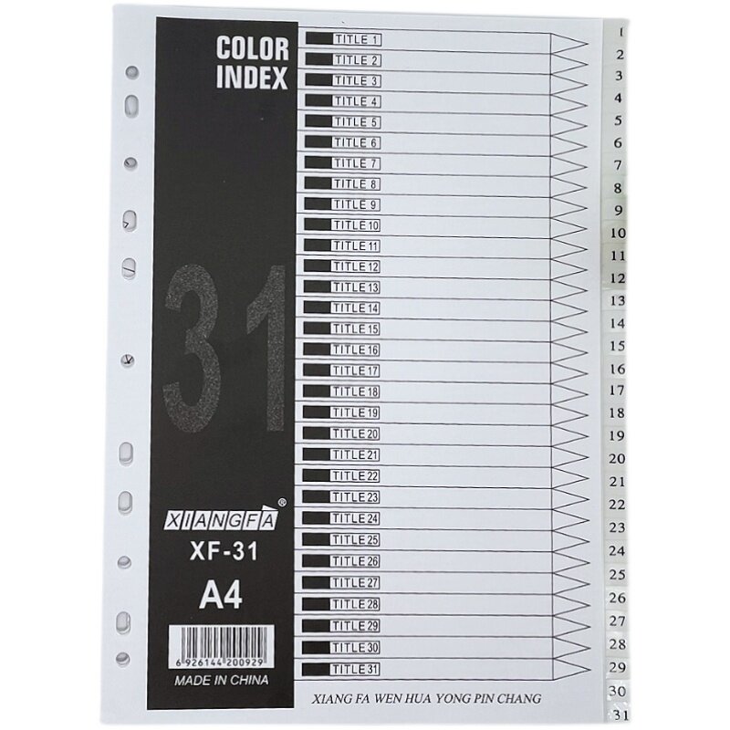 11구 색인지 A4 스페이서 용지 공백 회색 월 분류지 플라스틱 분류지 12페이지 라벨 루스리프-