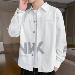 Shirt men's long -sleeved leisure spring and summer shirt shirt top with student Hong Kong style sun shirt men's jacket
