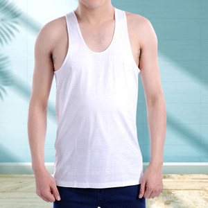 Two piece base for middle-aged and elderly sleeveless men's clothing, summer pure cotton vest sweatshirt, middle-aged plus size fat vest for men
