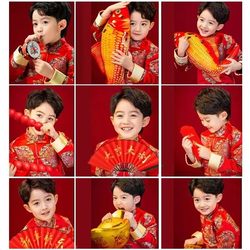 New Year Children's Photography Props Writing Red Fan Imitation Candied Haws Photo Studio Creative Baby New Year Holding Couplets