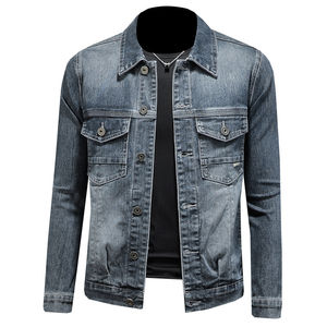 
Spring new retro washed denim jacket men's youth slim lapel street handsome trendy jacket thin section