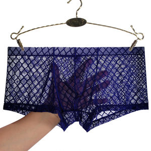 
Junye Men's Mesh Transparent Boxer Briefs Thin Low-waisted Sexy Underwear Breathable Summer Trendy Male Youth Boxer Briefs