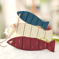 Zakka Mediterranean Wooden Fish String Hanging Ornaments, Year after Year of Abundance Hanging Sign, Ocean-Themed Hanging Decorations, Cute Ornaments
