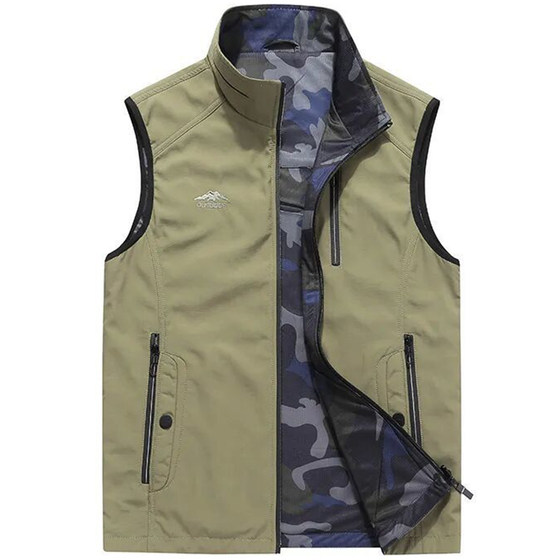 
Outdoor casual double-sided vest men's spring and autumn multi-bag quick-drying breathable loose large-size horse clip stand collar work vest