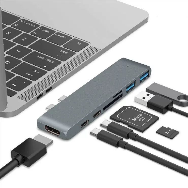 Macbook Pro配件air转换器hub Typec扩展坞usbc直插转接线转换器