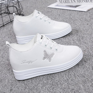 
Spring and Autumn New Inner Heightening White Shoes 2025 Women's Wedge Running Thick Sole Sports Black Slimming Casual Shoes Single Shoes