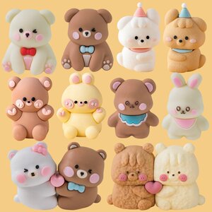 
2026 Valentine's Day Soft Plastic Love Bear and Rabbit Cake Decoration Ornaments Bear and Bunny Couple Confession Dessert Dressing