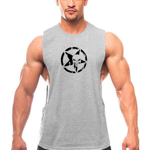 
New fitness and bodybuilding vest, cotton sweat-absorbent sports sweat suit, summer training European and American loose vest for men