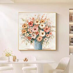 Floral Restaurant Decorative Painting, Pure Hand-Painted Oil Painting with Texture, Hanging Painting with Good Meaning, Modern Simple Wall Painting, New Style