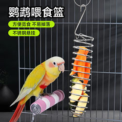 Bird Feeder Stainless Steel Fruit and Vegetable Basket Hanging Toy Parrot Feeding Tool Birdcage Accessories Supplies