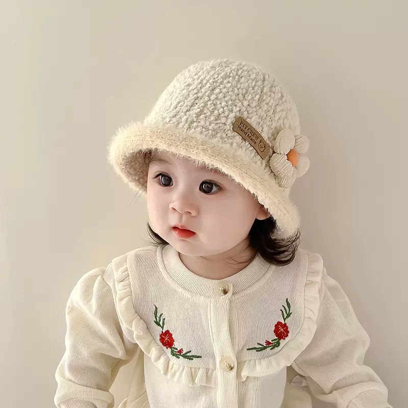 韩版儿童帽子秋冬女童渔夫帽男童保暖毛线帽宝宝针织毛绒水桶帽潮 