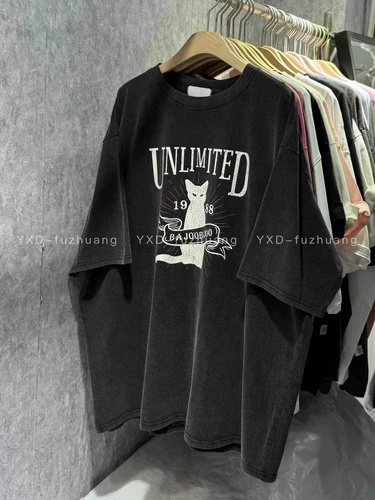 Хлопковая летняя футболка с коротким рукавом, оверсайз