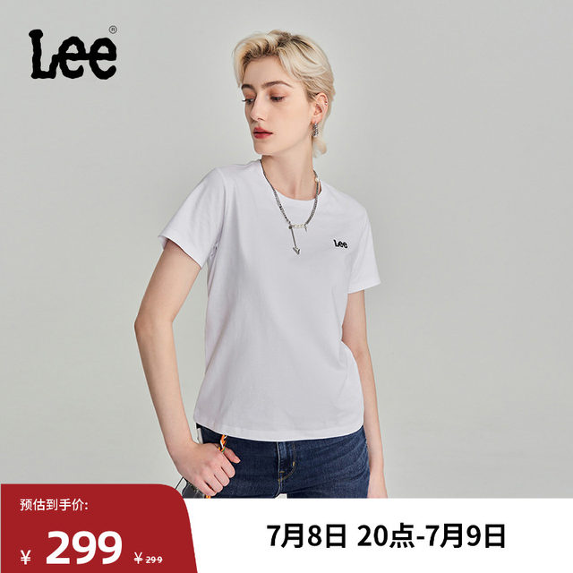 Lee Shopping Mall same spring and summer standard version small logo embroidered white casual women's short-sleeved T-shirt LWT0067073RT