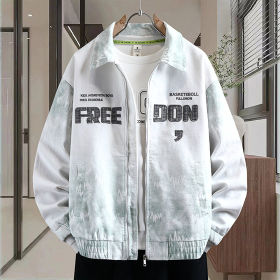 
2026 spring super hot new denim jacket for boys, middle and high school students, gradient jacket, teenager men's top