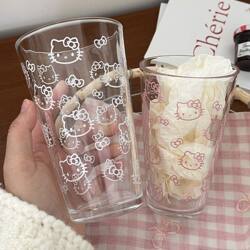 Ins Glass Cup Drink Cup High-Value Cartoon Cute Juice Cup Coffee Cup Household Drinking Water Milk Cup