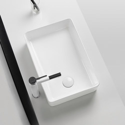 Side-Mounted Sink on the Balcony, Left and Right Washbasins, Washing Machine Side Drainage, Offset Household Ceramic Square Basin