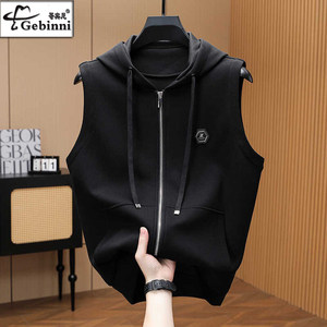 
2025 high-end autumn new European brand zipper hooded vest men's casual and fashionable sleeveless vest