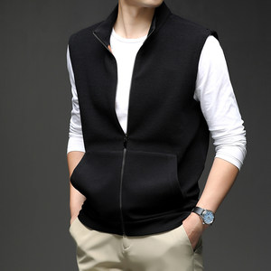 
Cobinny 2025 new spring and autumn men's stand-up collar vest fashionable casual and versatile high-quality cotton vest vest jacket trendy