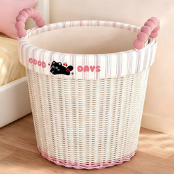 Dopamine-Style Dirty Clothes Basket for Home Use, Imitation Rattan, Bathroom Shower Clothes Storage Organizer, High-End Dirty Clothes Storage Bin