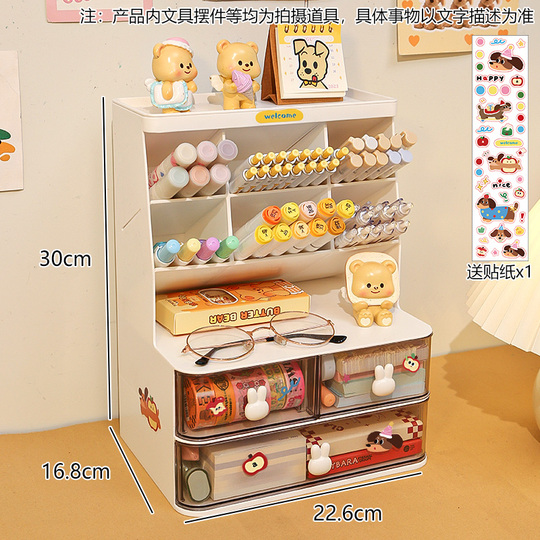 Organiseur Bureau à Tiroirs Avec Poignée Lapin - Boîte Rangement Papeterie Multicouche, Style Court Ou Haut