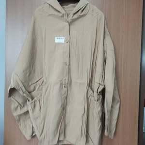 
18843 Fat MM Large Size Loose, Slim and Versatile Cupromonium Silk Hooded Off Jacket Mid-Length Windbreaker Casual Top