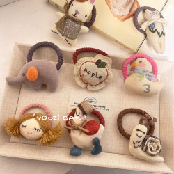 【Yuzu Cat】Fun and Cute Little Animal Hair Ties, Korean Style Fabric Cotton-Filled Elephant and Rabbit Hair Ties, Elastic Bands