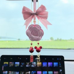 Camellia Car Pendant, Diffuser Stone Car Air Freshener, Rearview Mirror Hanging Ornament, Light Luxury Trendy Car Accessory