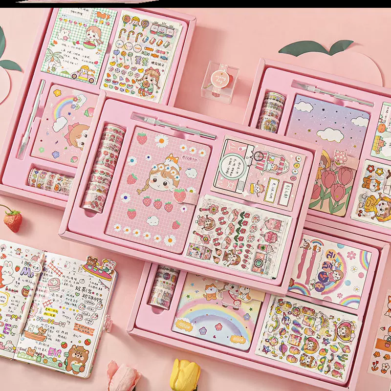 手账套装礼盒送刻刀女心手账胶带贴纸套装可爱栗子君