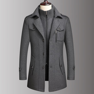 Winter new middle -aged men's wool woolen coat coat leisure middle -aged and elderly people thickened woolen jacket dad